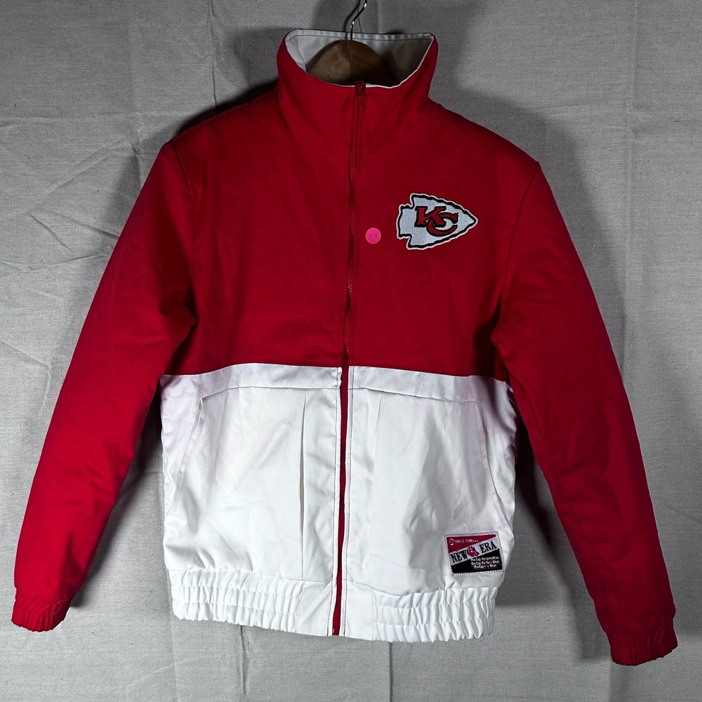New Era Red and White Kansas City Chiefs Colorblock Bomber Jacket